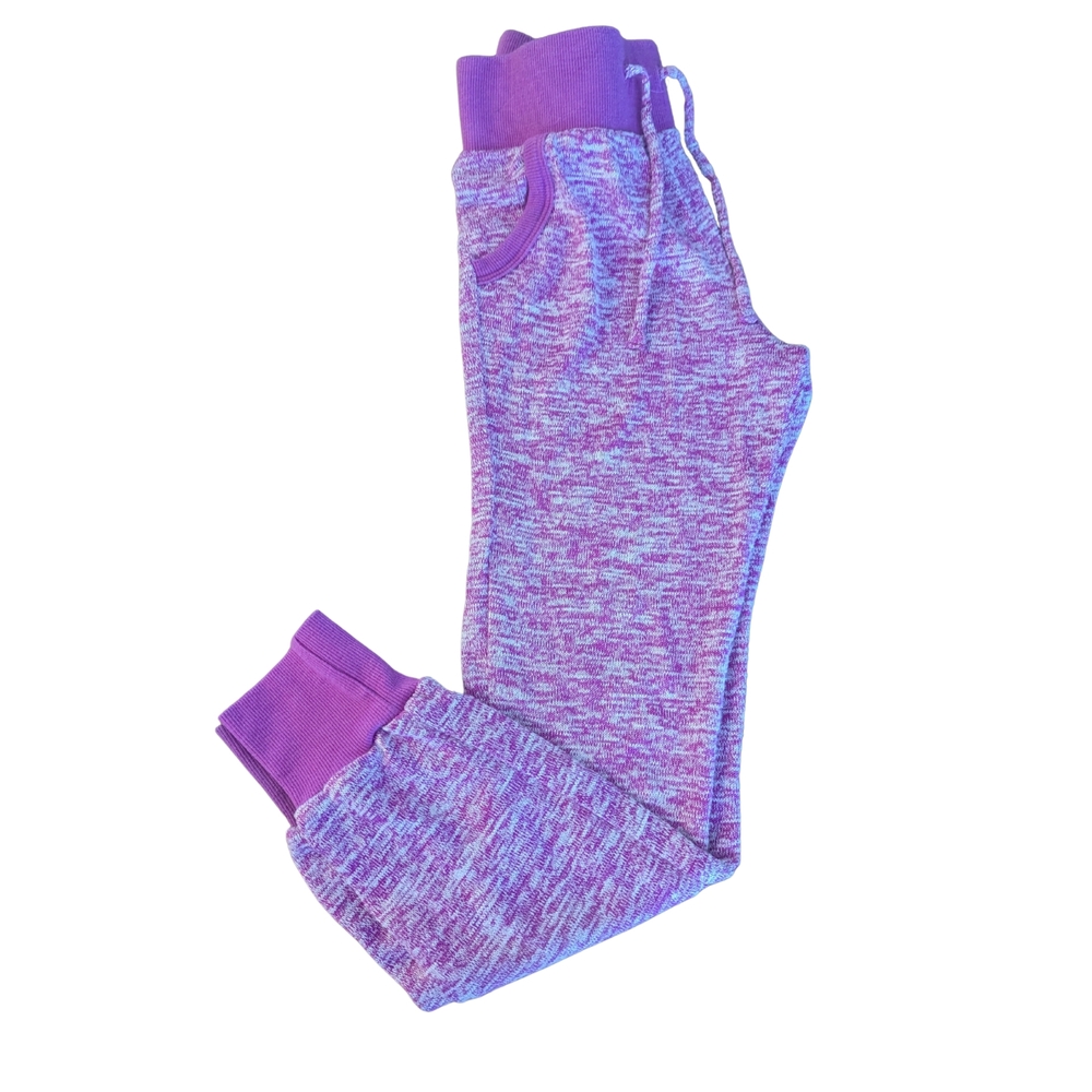 EUC Chance or Fate Girls small knit pink white cuffed tie jogger